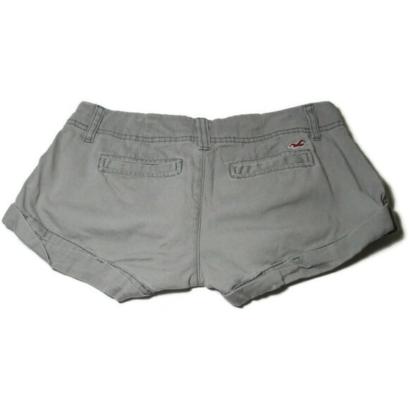 Hollister Booty Shorts Gray Womens Embroidered Logo Seagull Size 1 - Picture 5 of 6